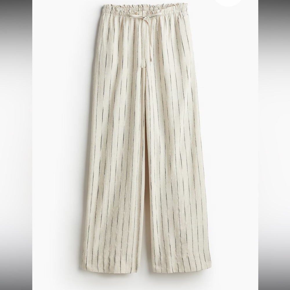 H&M Cream Striped Wide Leg Pants